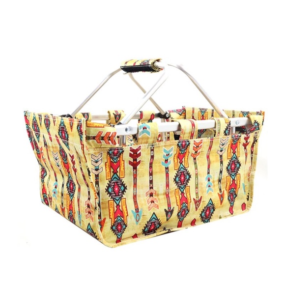 Canvas Tribal Arrow Market Basket - Picture 2 of 4
